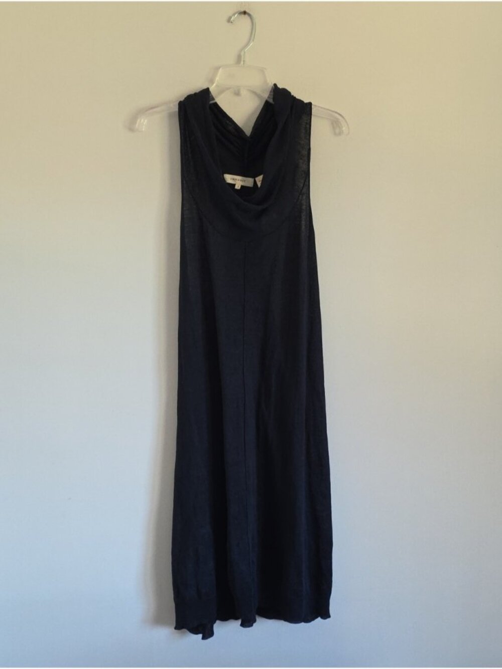 INHABIT | Linen Cowl Racerback Tank Dress Navy Sz S